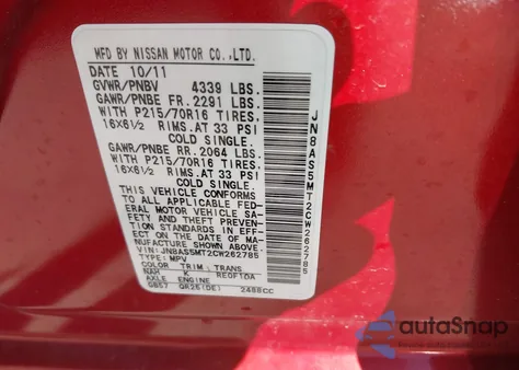 2012 Nissan Rogue S из США, поврежденный, VIN JN8AS5MT2CW262785